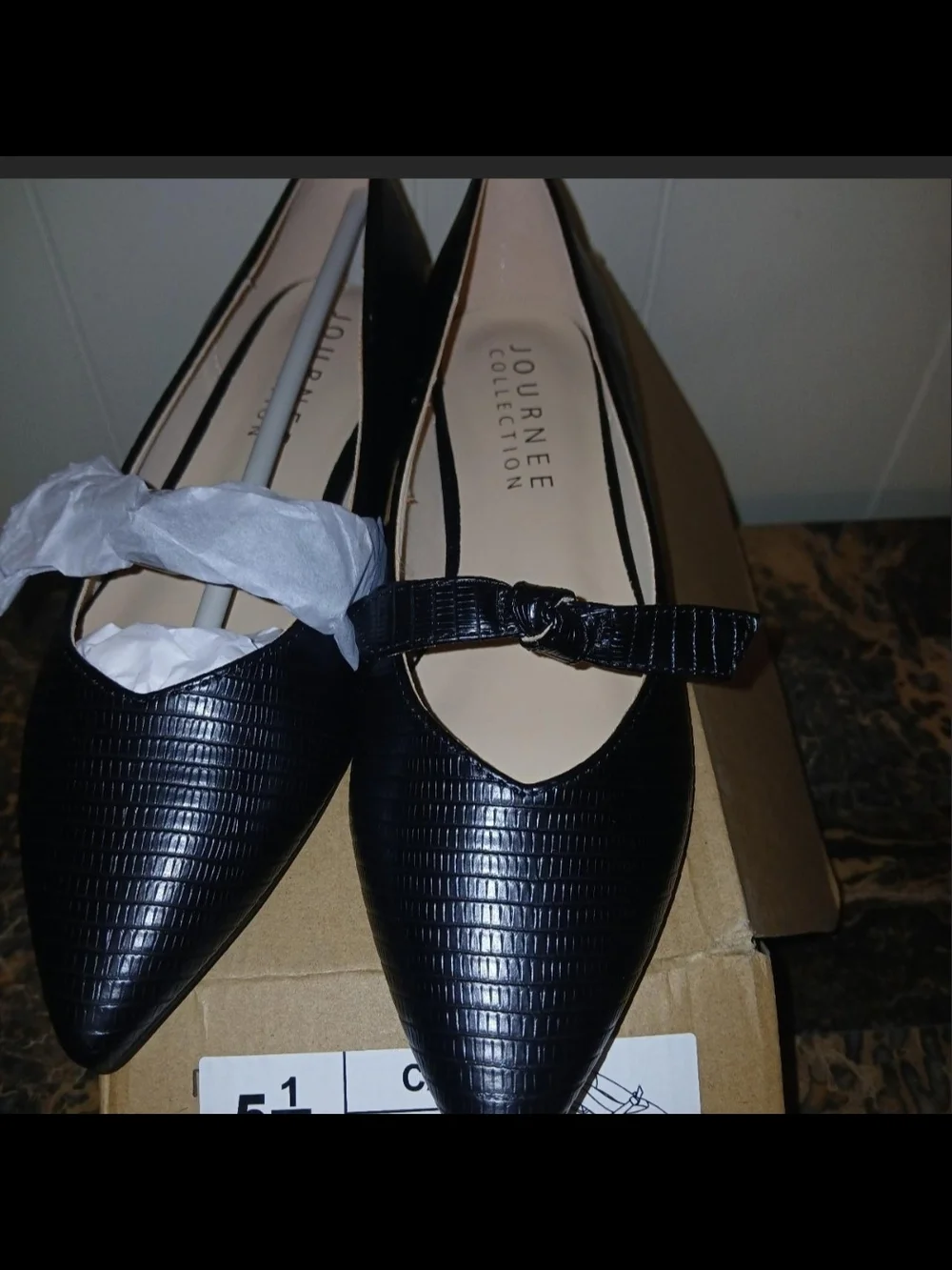 Pointed Toe Black Mary Jane Flats - Collection - Picture 2 of 3